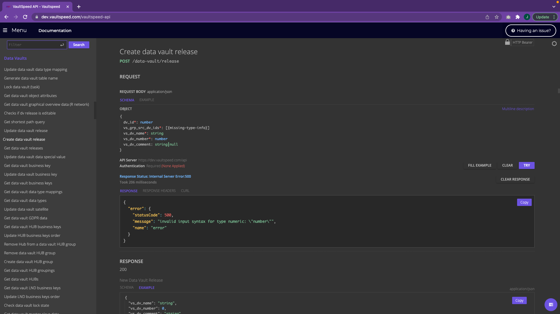 Vaultspeed api 1